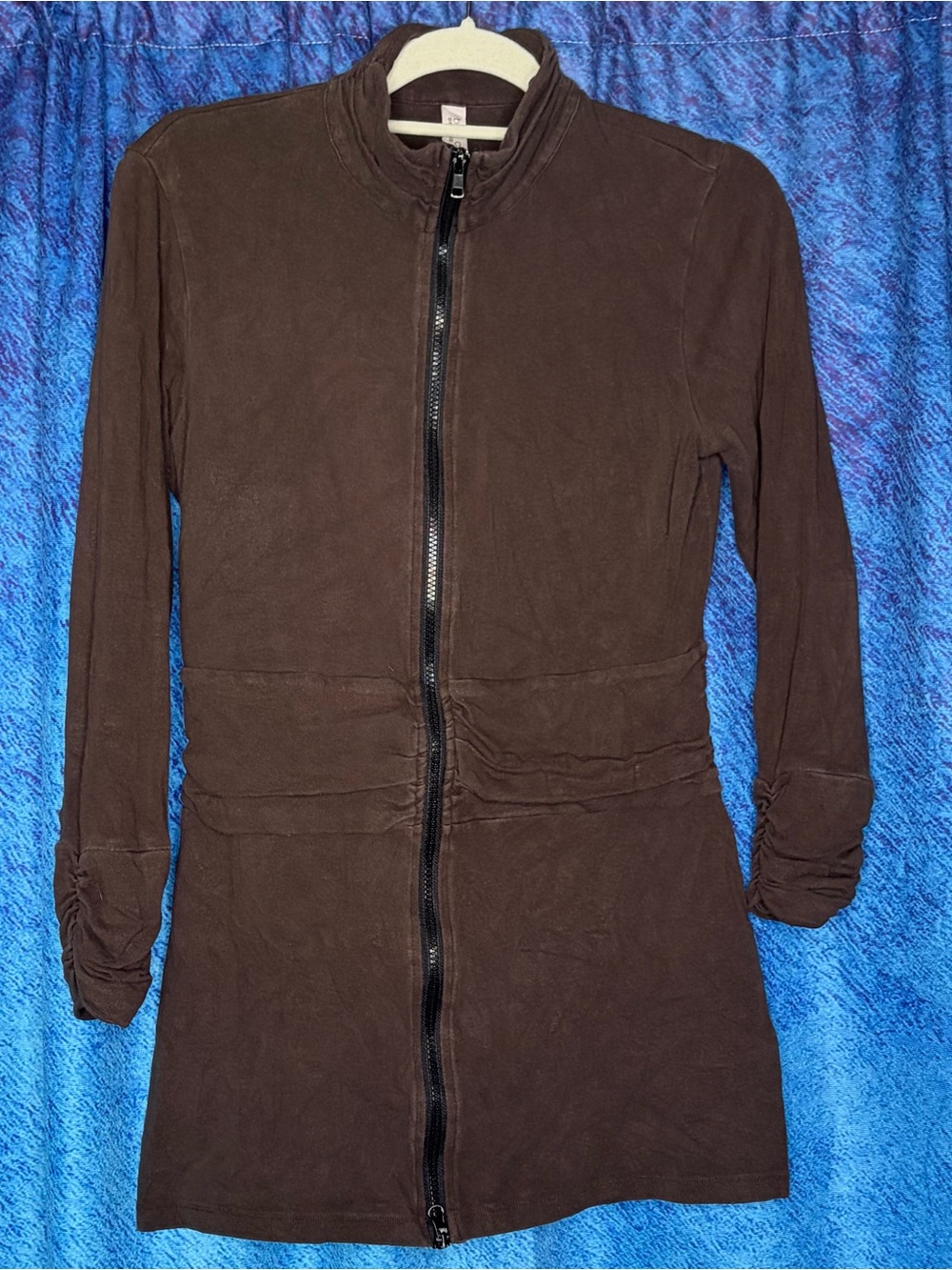 Women’s Brown Zip-Front Long Jacket